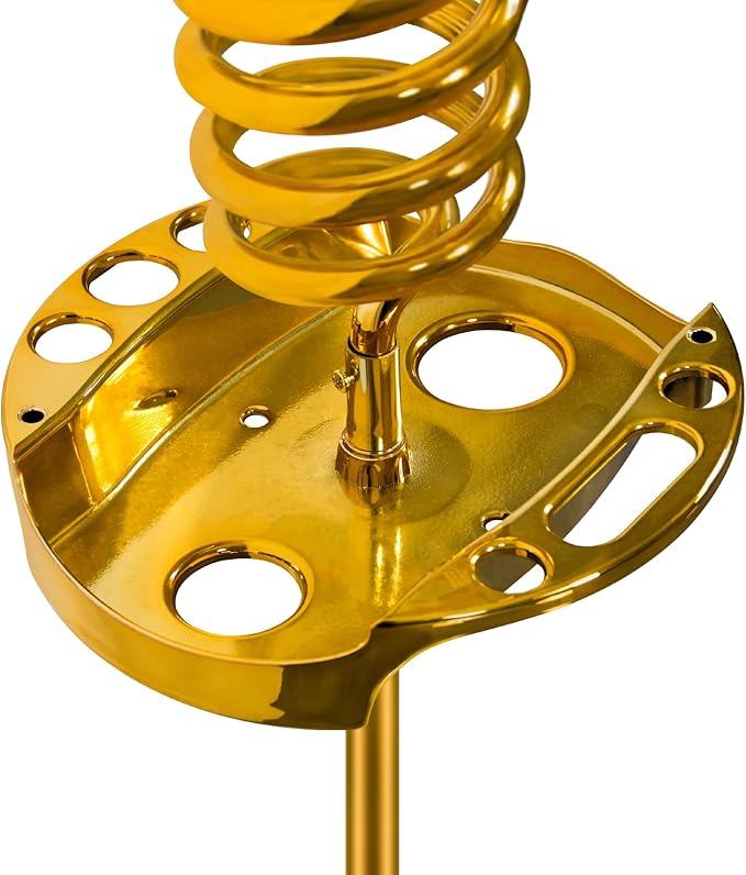 Hair Dryer Stand,Twisty Style Acrylic Top Holder,Hair Styling Appliances with Tray Two Spiral Holders and Heavy Base for Hair Dryer,Flat Iron,Curling Stick,Hair Straightener,Brush (Golden)