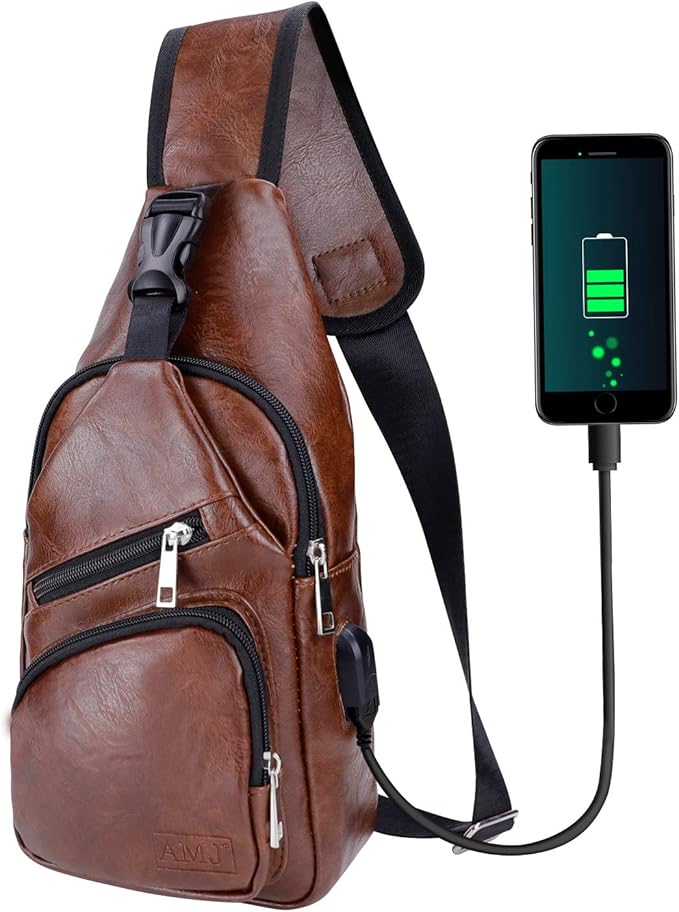 AMJ Crossbody Sling Bag Men Women, Casual Shoulder Backpack, Chest Daypack by AMJ
