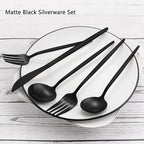 Matte Black Silverware Set, VANVRO 20-Piece Stainless Steel Flatware Set - Image 3