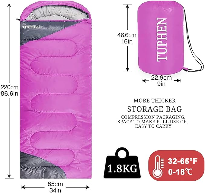 tuphen- Sleeping Bags for Adults Kids Boys Girls Backpacking Hiking Camping - Image 3