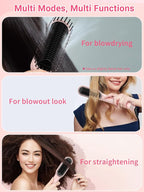 Hair Straightener Brush, ABVOT Airflow Ring Hair Straightener Comb Straightening Smoothing Comb with Hot Cooling Air Vents, Fast Heat Up, Auto Shut Off & Anti Scald Shell for Travel, Pink