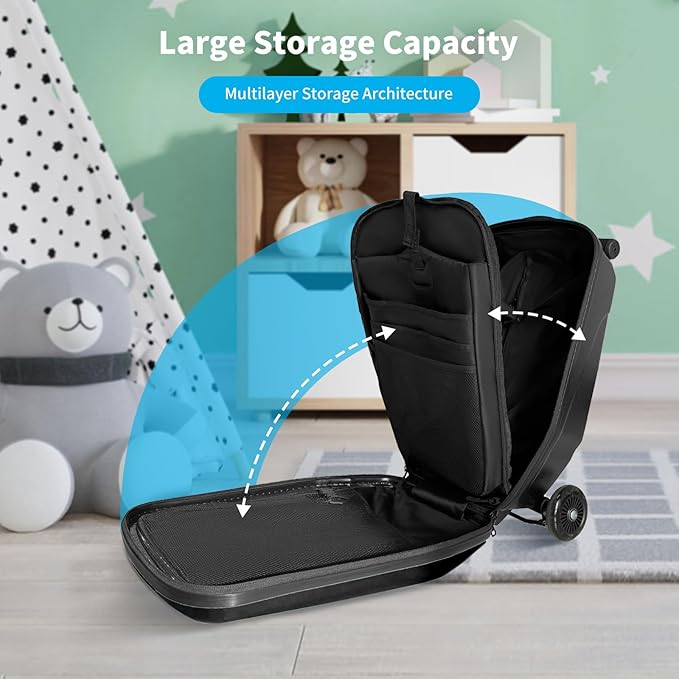 Scooter Hardshell Kids' Luggage, Foldable Carry on Kids Suitcase - Image 6
