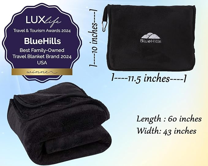 BlueHills Premium Soft Travel Blanket Pillow Airplane Blanket Packed in Soft - Image 3