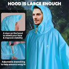 ANYOO Hooded Rain Poncho for Adults Waterproof Lightweight Rain Coat for Men - Image 4