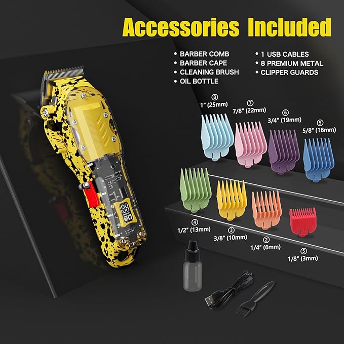 Hair Clippers for Men, Cordless Barber kit for Hair Cutting & Grooming, Hair Clippers Set for Barber Haircut with LED Display