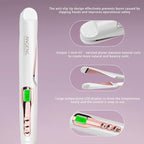 ANGENIL Pro Tourmaline Ceramic Twist Hair Straightener, Dual Voltage Flat Iron Curling Iron in One, Round Flat Iron with Silicone Heat Resistant Mat, LCD Display, 11 Adjustable Temp, 20S Fast Heating