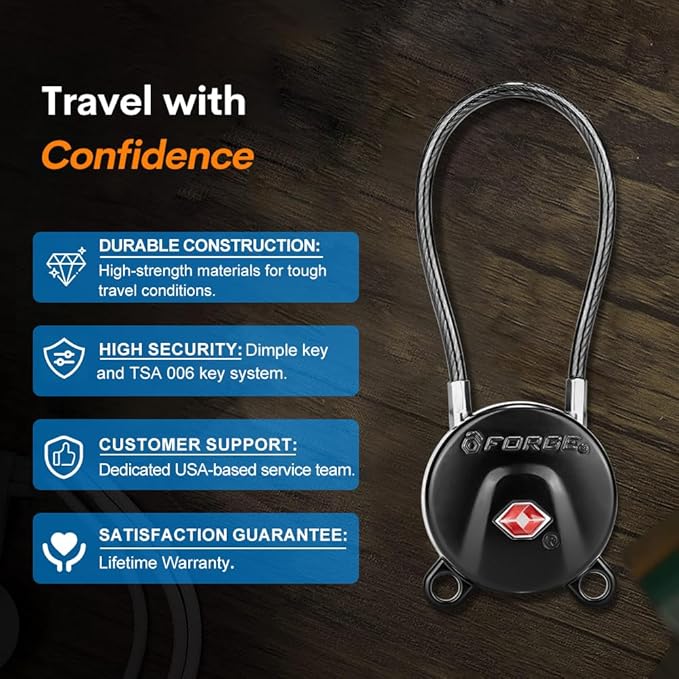 Forge TSA Approved Luggage Locks Ultra-Secure Dimple TSA006 Key Travel Locks - Image 3