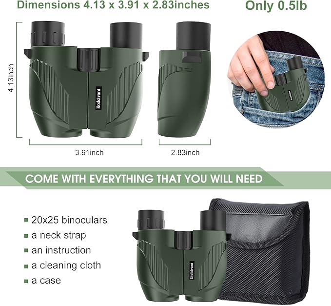 20X25 Compact Binoculars for Adults and Kids, Large Eyepiece Waterproof - Image 4