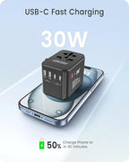 LENCENT Universal Travel Adapter, GaN III 30W International Charger - Image 3