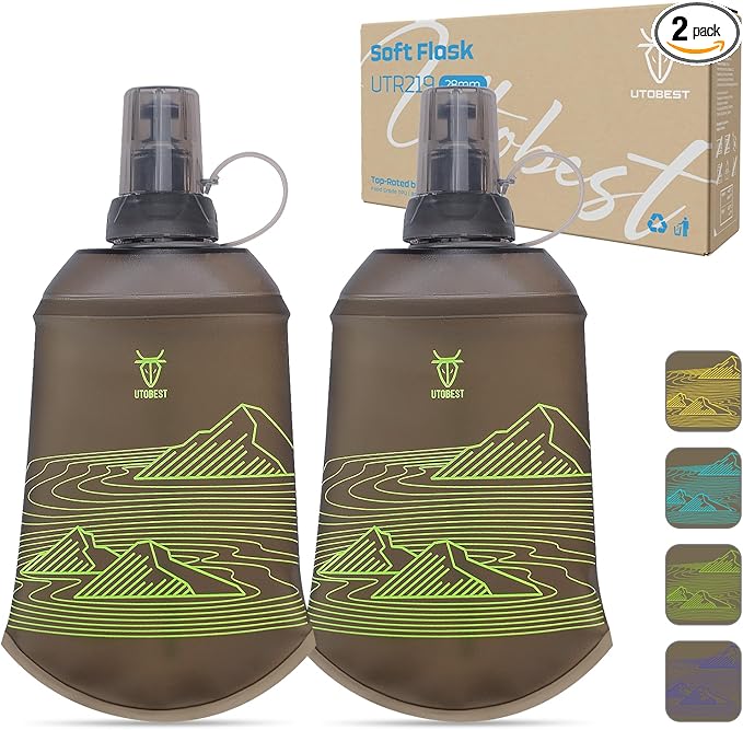 UTOBEST 200ml Soft Flask, 2 Pack Flexible TPU Hydration Water Bottle, by UTOBEST