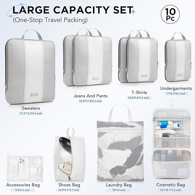 10 Set Compression Packing Cubes - Image 2