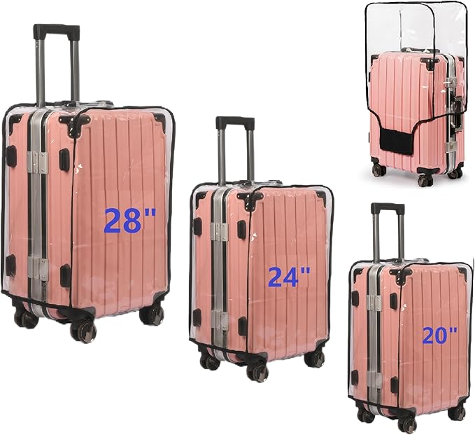 3PCS Clear PVC Suitcase Cover Protectors Thicken Luggage Coves Full Transparent by FABULWAY