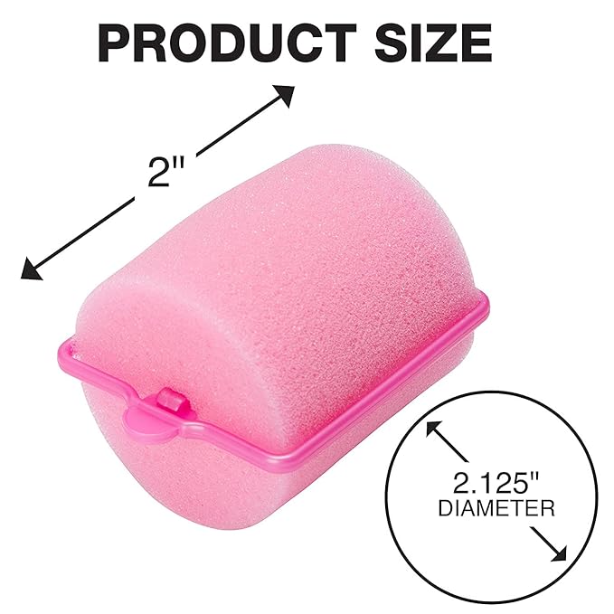 Conair Foam Hair Rollers for Big Volume, Lift and Curl, Foam Rollers, Hair Curlers in Large Size, Pink, 9 Pack with Storage Bag