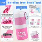 Sfee 2 in 1 Microfiber Oversized Beach Towel, Quick Dry Towel Travel Towel - Image 2