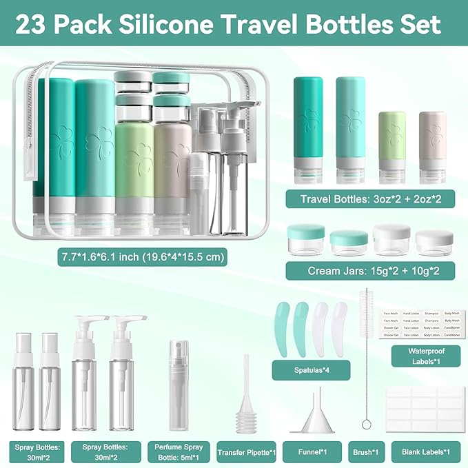 INSFIT Travel Bottles for Toiletries 23pack, TSA Approved Travel Size Toiletries - Image 2