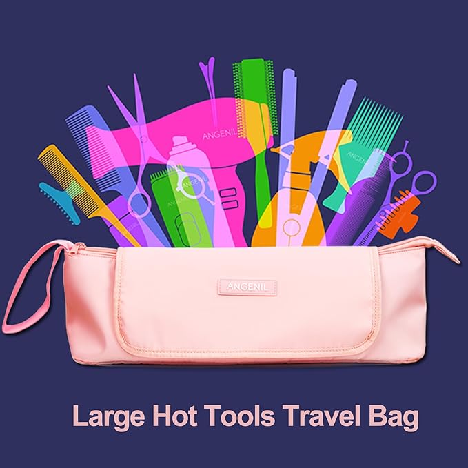 ANGENIL Large Capacity Heat Mat Hot Hair Iron Tools Travel Bag, 2 in 1 Portable Organizer Bags with Large Heat Resistant Mat for Hair Straighteners, Curling Irons, Hot Air Brushes, Travel Essentials