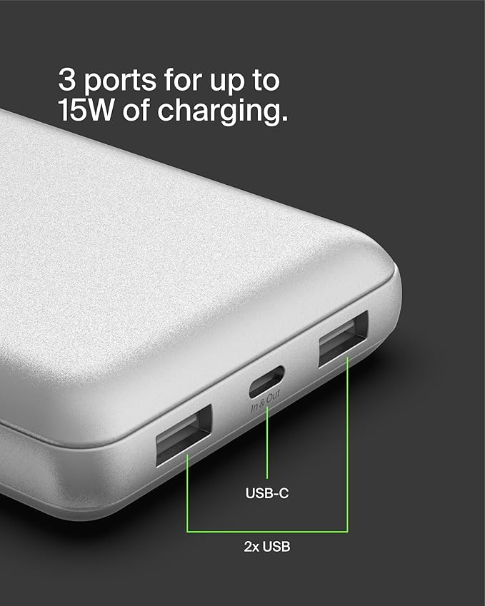 Belkin Portable Charger, USB-C Power Bank 20000 mAh w/ 1xUSB-C Port & 2xUSB-A - Image 9
