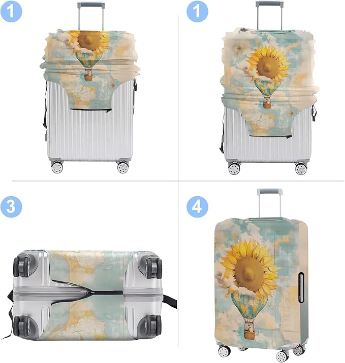 Sunflower Luggage Cover Washable Suitcase Protector Anti-Scratch, Stretchable - Image 4