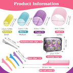 4 Sizes Self-Grip Hair Rollers Set - 50 Pcs with Clips in 4 Colors, Jumbo Rollers for Long, Short Hair and Bangs (25mm, 36mm, 48mm, 60mm)