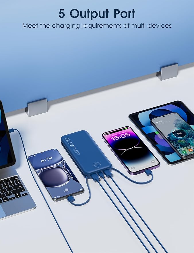 Portable Charger with Built in Cable and AC Wall Plug, USB C Power Bank - Image 8