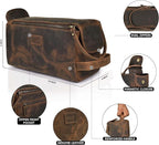 LEATHER VILLAGE Premium Leather Travel Toiletry Bag - Image 4