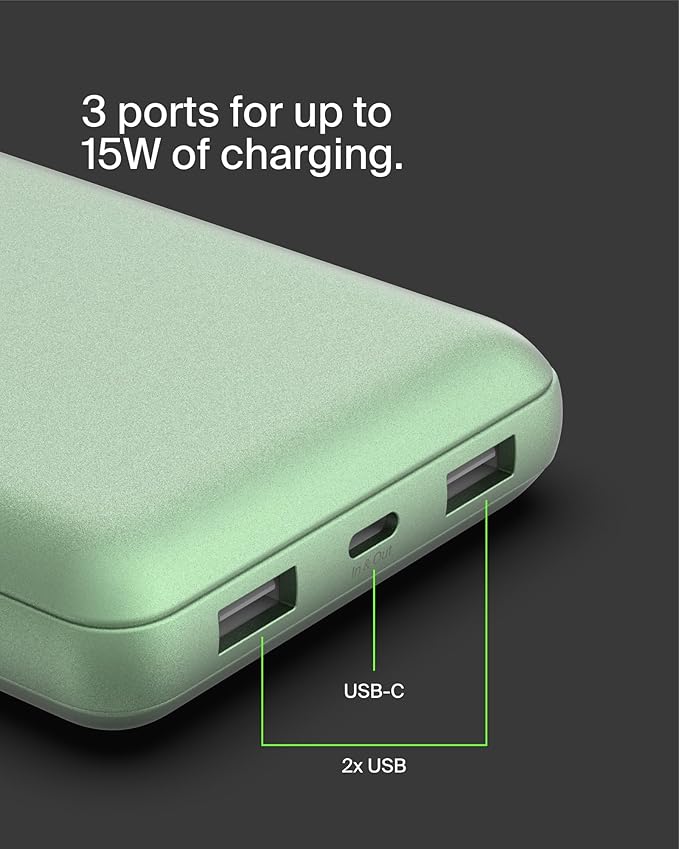 Belkin Portable Charger, USB-C Power Bank 20000 mAh w/ 2X USB-A Ports, 15W - Image 9