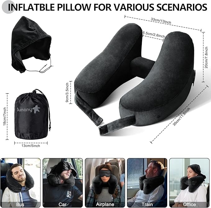 Neck Pillow for Travel Inflatable Airplane Pillow Comfortably Supports Head - Image 2