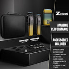 Professional Barber Hair Clippers Trimmer Shaver Set for Men,Cordless Hair Cutting Kit & Zero Gap T-Blade Trimmer & 8500 RPM Electric Shaver Combo with EVA Case,Mens Gift