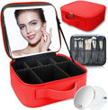Makeup Bag with Led Mirror, Travel Makeup Organizer with 3 Color Setting & 10X by SUILU