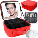 Makeup Bag with Led Mirror, Travel Makeup Organizer with 3 Color Setting & 10X by SUILU