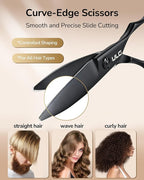 ULG Hair Cutting Scissors – Professional Stainless Steel with Teflon Coating, Ergonomic Offset Handle, Precision Blade for Layers & Detail, Ideal for Barbers Willow Leaf Shears