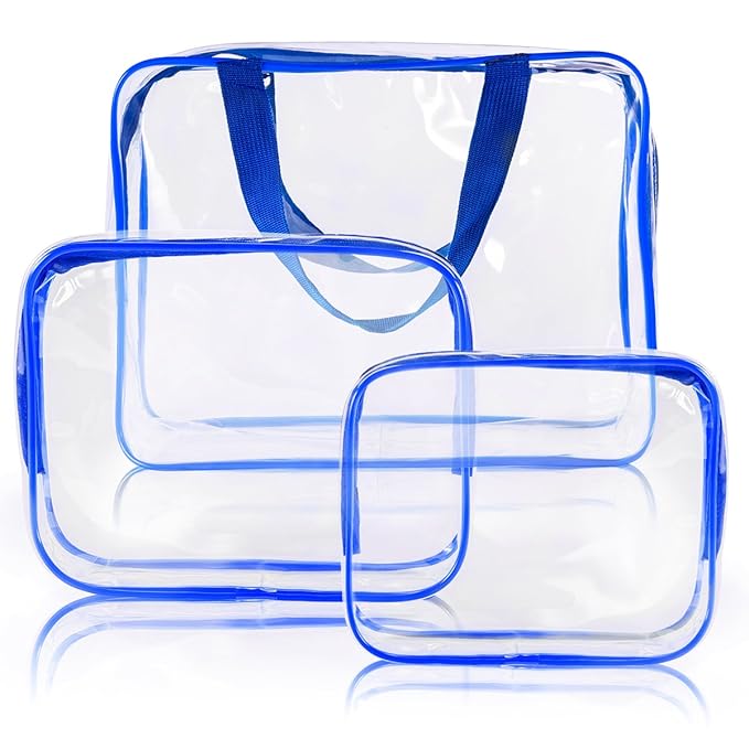 3Pcs Crystal Clear PVC Travel Toiletry Bag Kit - Image 7