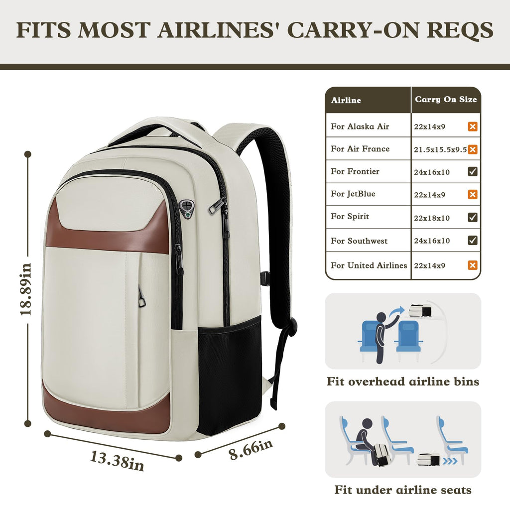 Travel Laptop Backpack 17 Inch (White Brown / 17.3 Inch(40L))