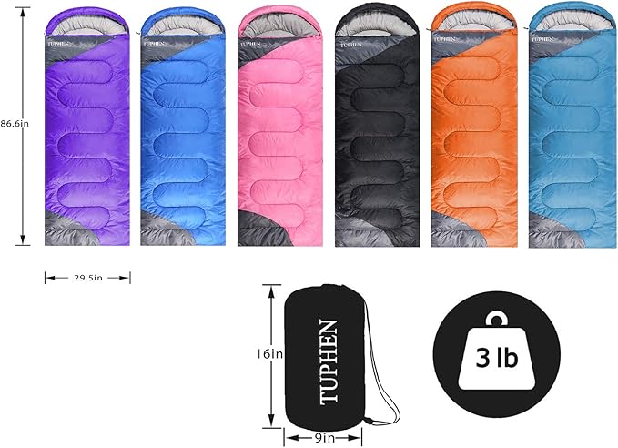 tuphen- Sleeping Bags for Adults Kids Boys Girls Backpacking Hiking Camping - Image 7