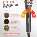 4-in-1 Curling Iron Set for Long Hair, Fast Heating Ceramic Ionic Hair Curler, Flat Iron & Hot Brush Combo, Frizz-Free Styling Tool with Dual Voltage for Home & Travel