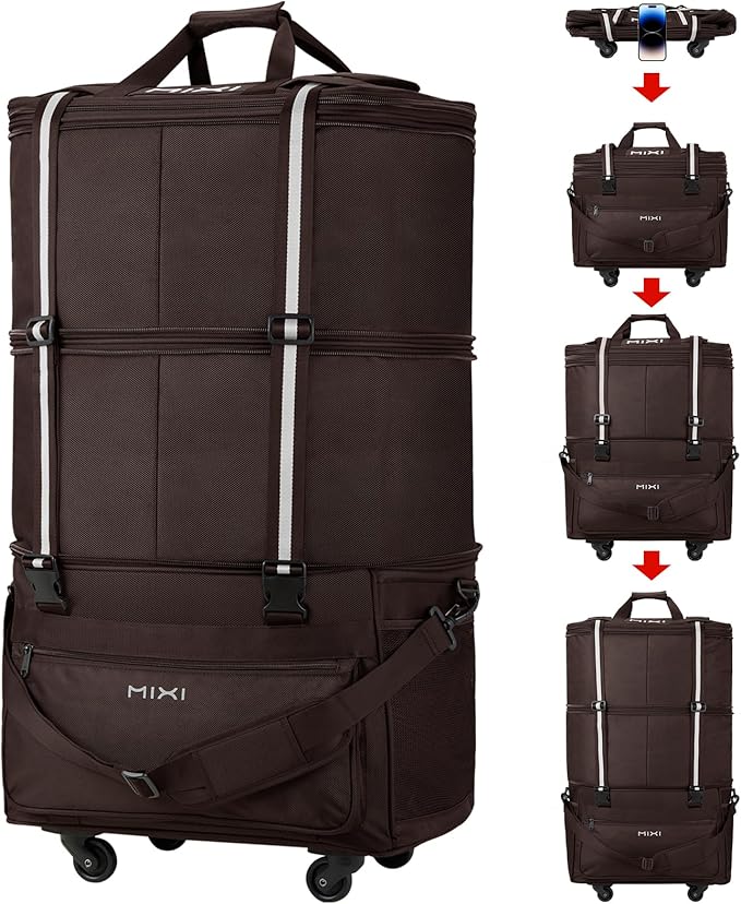 mixi Travel Bag with Wheels Expandable Foldable Luggage Bag Collapsible Rolling by MIXI