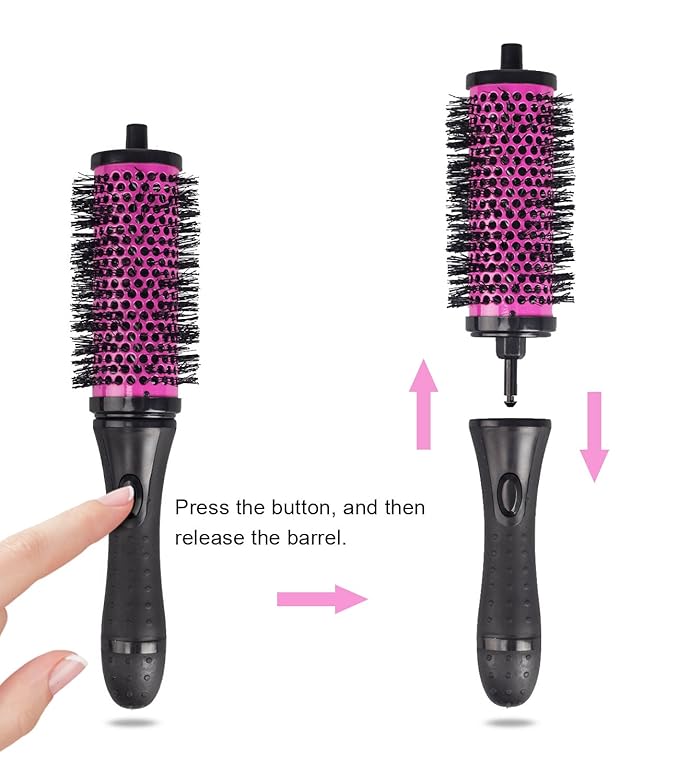 Round Brush for Blow Out - Round Hair Brush Set with Detachable Barrels Styling Tool, Roller with 6 Barrels 1 Handle, 3 Different Hair rollers to Create Your Hairstyle