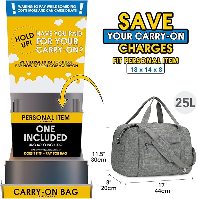 Narwey 18" Carry on Bag with Laptop Compartment 14 Inch Travel Duffel Bag - Image 2