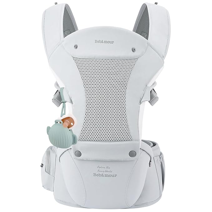 Bebamour Baby Carrier with Hip Seat, All-Position Breathable Mesh Hip Seat & - Image 2