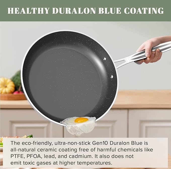 Nuwave 9pc Cookware Set Healthy Duralon Blue Ceramic Nonstick Coated, Diamond - Image 7