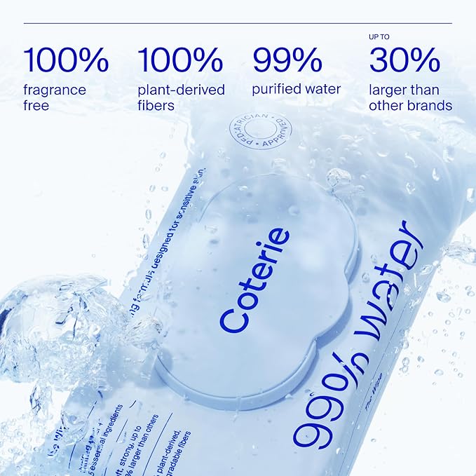 Coterie Baby Wipes for Sensitive Skin, Plant-Based & Plastic-Free Fibers - Image 3