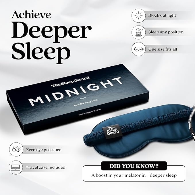 Pure Silk Sleep Mask Light Blocking Travel Essentials. Eye Masks - Image 3