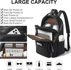 30L Business Laptop Backpack for Women Men, Travel Work Backpack Purse Faux - Image 8