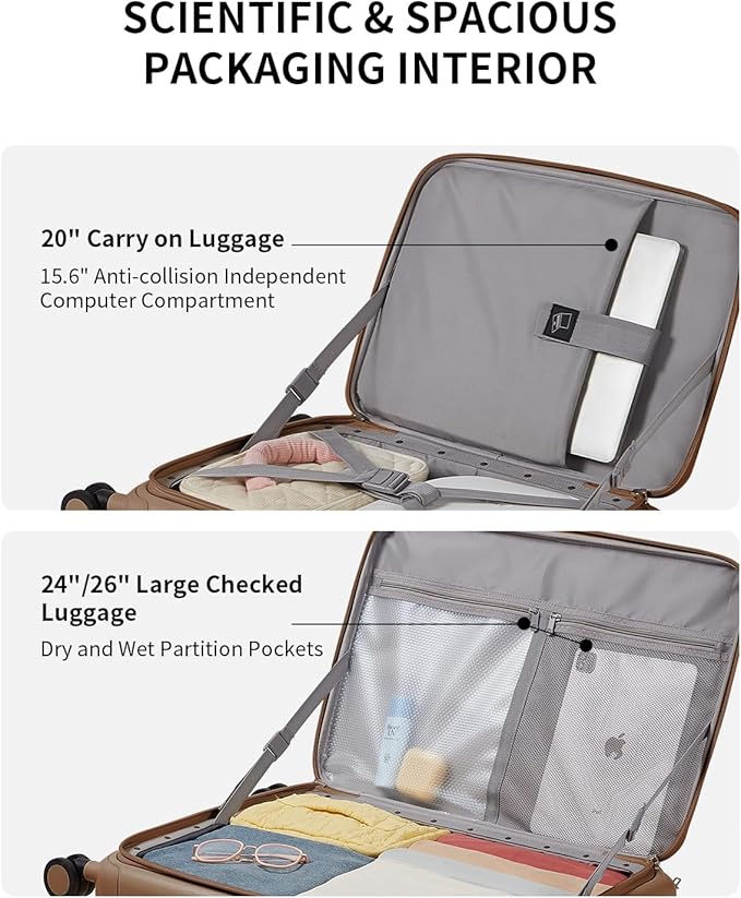 aji Expandable Top Opening 26 Inch Checked Luggage - Image 5