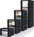 Fab totes 10 Pack Clothes Storage, Foldable Thick Fabric Blanket Storage Bags by Fabtotes