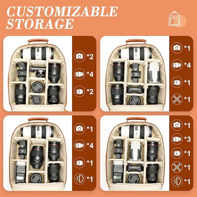 Camera Backpack Classic PU Leather - Image 4