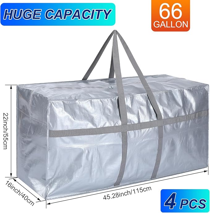 4 Pcs 66 Gallon Large Moving Bags - Image 3