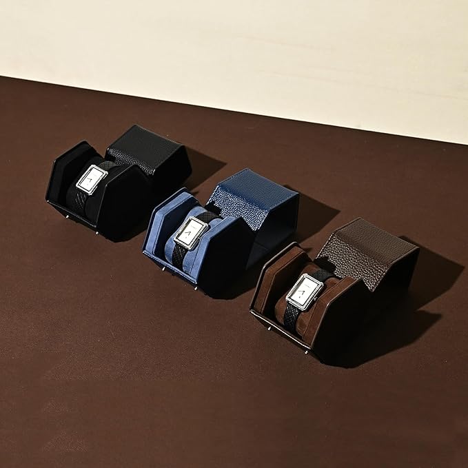 Oirlv Luxury Hexagonal Leather Watch Travel Case Single Watch Box - Image 4