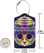 Artistic Cat with Glasses Leather Luggage Tags, 2 Pack, 4.6 X 2.7 Inch - Image 4