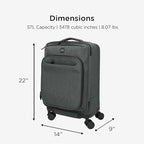 TravisMathew Quad Carry-On Spinner TMB400, Graphite Heather - Image 5